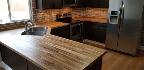 Faux Brick Backsplash And Butcher Block Countertops Peak Professional Services Ltd