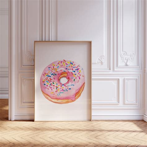 Donut Wall Art Donut Art Bakery Wall Art Dessert Wall Art Pink Donut