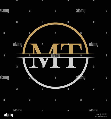 Initial Mt Letter Logo Design Vector Template Gold And Silver Letter