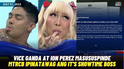 MTRCB MEMO Vice Ganda At Ion Perez MASUSUSPINDE Sa It S Showtime Dahil