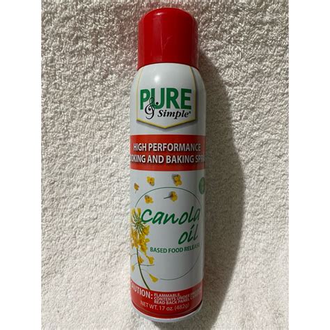 Pure Simple Canola Oil Cooking And Baking Spray G Shopee Philippines