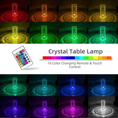 Buy Led Crystal Table Lamp Rose Light Projector Colors Touch