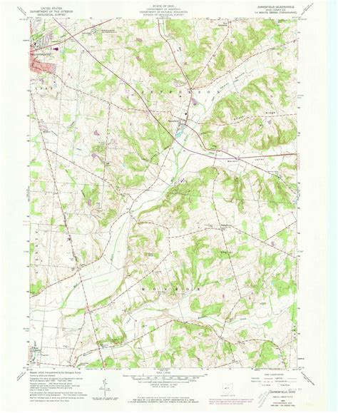 Classic USGS Zanesfield Ohio 7.5'x7.5' Topo Map – MyTopo Map Store