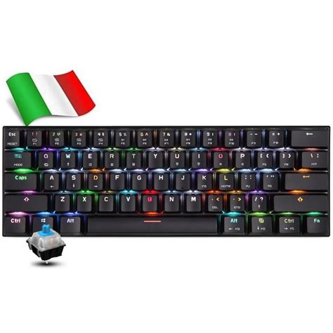 TASTIERA GAMING ILLUMINATA LED Meccanica RGB italiana Tasti Bianchi in ...