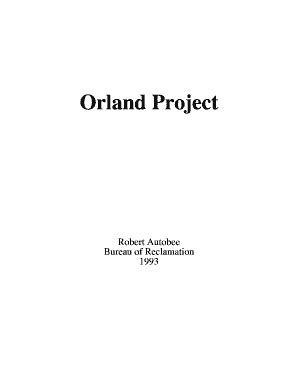 Fillable Online Orland Project History Bureau Of Reclamation Fax