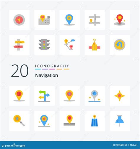 20 Navigation Flat Color Icon Pack Like Map Navigation Compass Compass