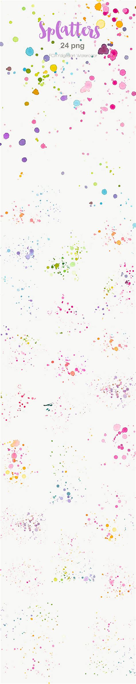 Watercolor Splatter Clipart Paint Splatter Clipart - Etsy