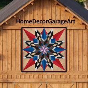 Barn Quilt Sixteen Point Star Square Metal Sign With Uv Protection