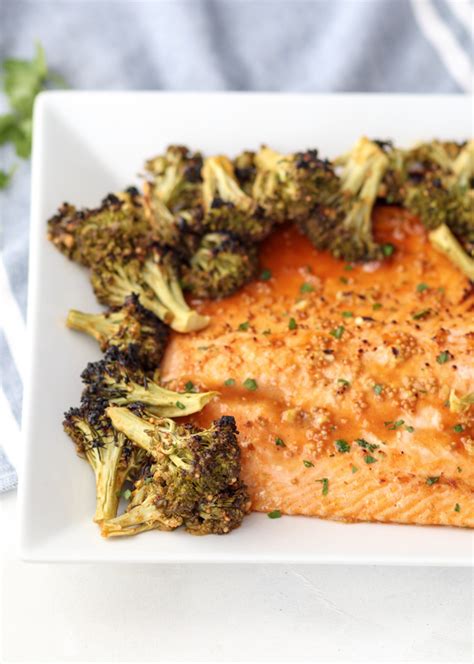 Sheet Pan Honey Mustard Roasted Salmon Broccoli