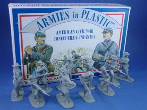 Armies In Plastic 54mm Civil War Confederate Infantry 20 Figures Gray