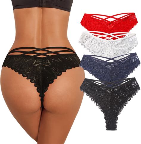 Avidlove Sexy Cheeky Panties For Women Lace Criss Cross Bikini Underwear Pack At Amazon