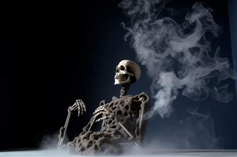 Premium AI Image Smoking Kills A Skeleton Smoking A Cigarette With