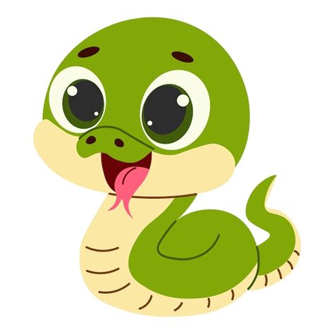 Premium Vector Cartoon Cute Green Snake On White Background Vector