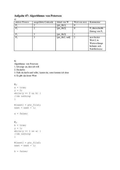 Betriebssysteme Ws Blatt Musterl Sung Aufgabe Algorithmus