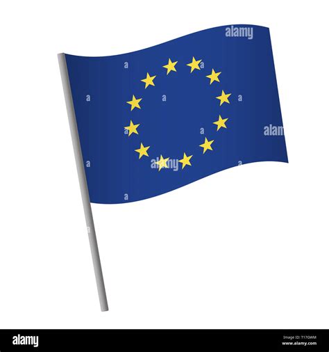 EU flag icon. Europe flag on a pole illustration Stock Photo - Alamy