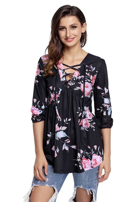 Black Floral Print Blouse Floral Print Sleeve Floral Print Blouses