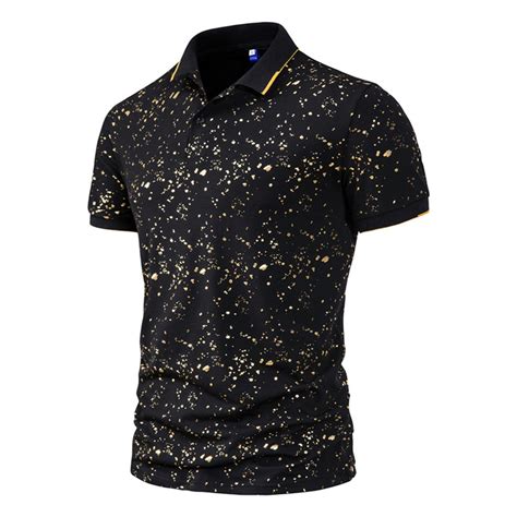 Gzwyht Mens Polo Shirts Mens Shirts Men S Summer Fashion Gold Bronzing