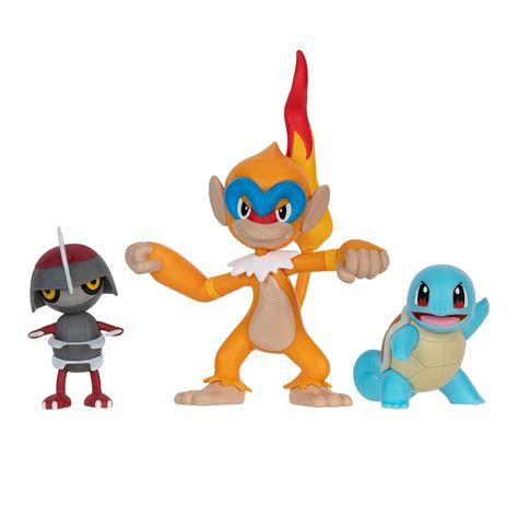 Jazwares Pokemon Battle Figure Set 3 Pack Pawniard Squirtle Monferno