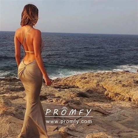 Sexy Backless Nude Single Strap Slim Fit Prom Dress Promfy