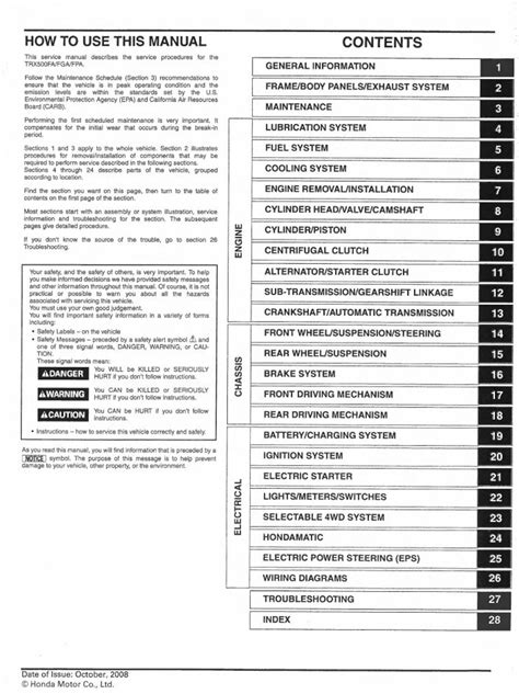 05 Honda Trx 400 Fa Service Manual