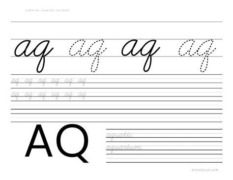 how to draw aq in cursive