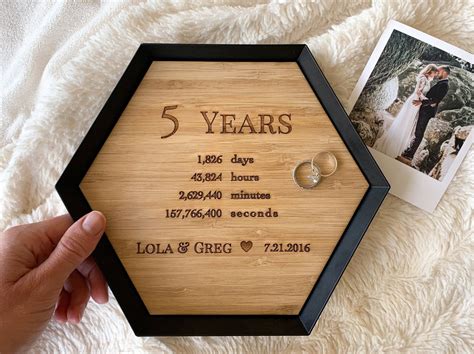 5 Years Wood Anniversary T Custom Wood Tray 5th Etsy