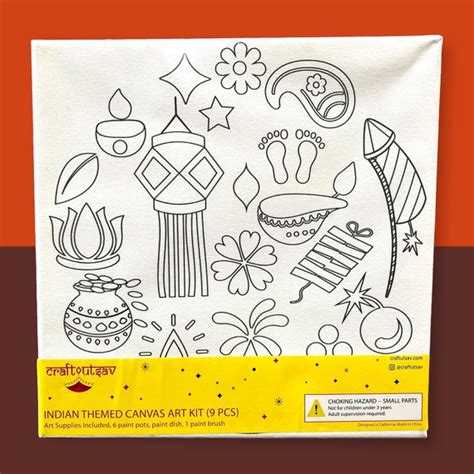 Diwali Canvas Coloring Kit for Kids Diwali Favor DIY Gift - Etsy