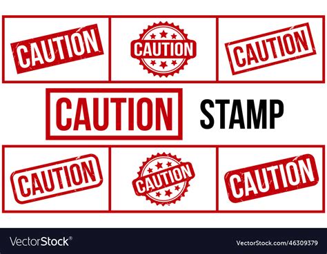 Caution Rubber Grunge Stamp Set Royalty Free Vector Image