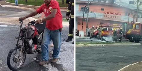 Ap S Acidente Motocicleta Pega Fogo E Deixa Uma Pessoa Ferida Em