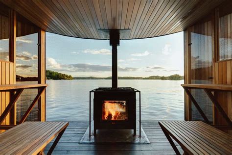 custom floating sauna enjoyed   stockholm archipelago