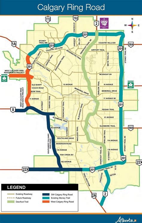 Stoney Trail Calgary Ring Road Map Ring Road Calgary Southland