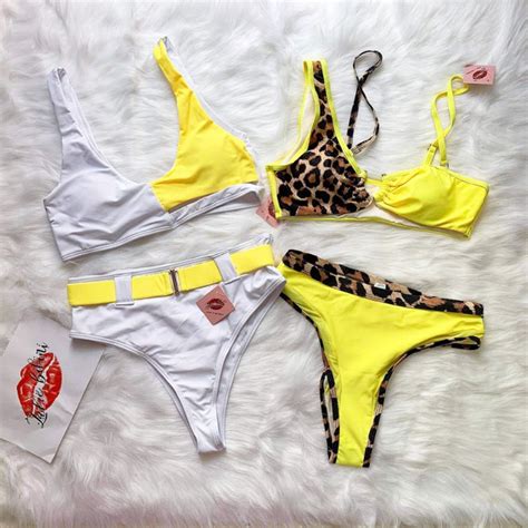 Bikini Da Beo Màu Vàng Cut Out Phối Khoen Đi Biển Shopee Việt Nam