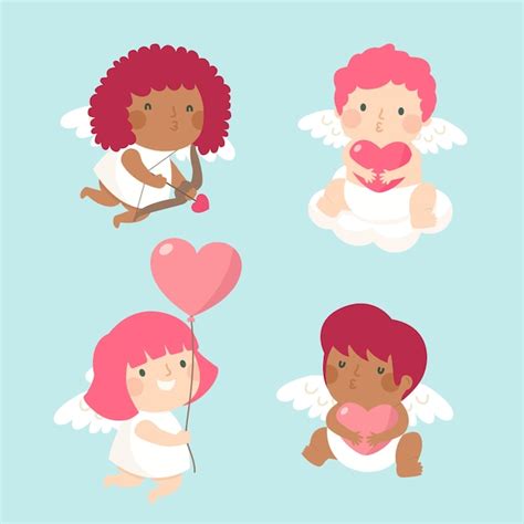 Colecci N De Personajes De Cupido Plano Vector Gratis