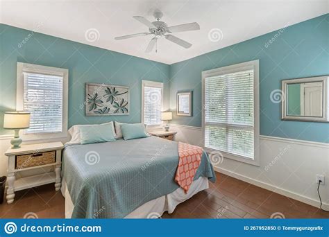 Beach themed bedroom stock photo. Image of architecture - 267952850