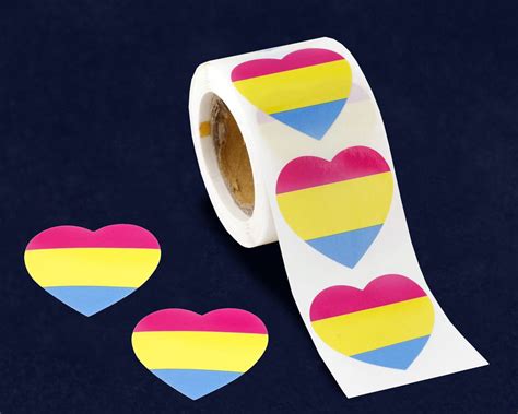 250 Pansexual Flag Heart Shaped Stickers For Lgbtq Gay Pride Awareness