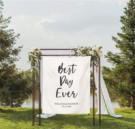 Wedding Backdrop For Arch Best Day Ever Tapestry Etsy Flower Backdrop