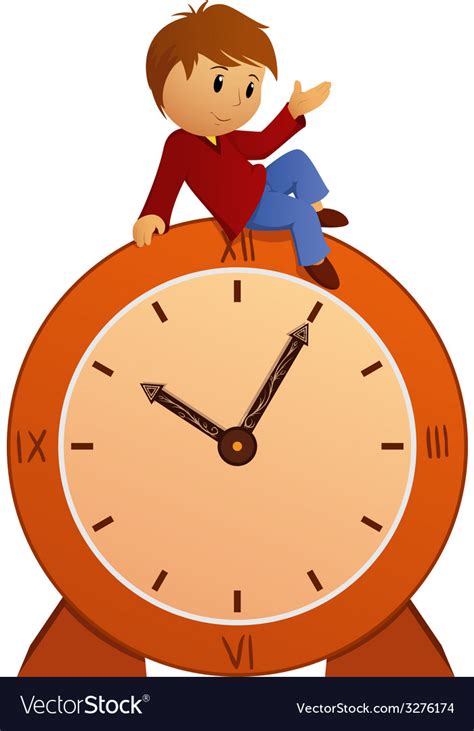 Boy On Clock Royalty Free Vector Image Vectorstock