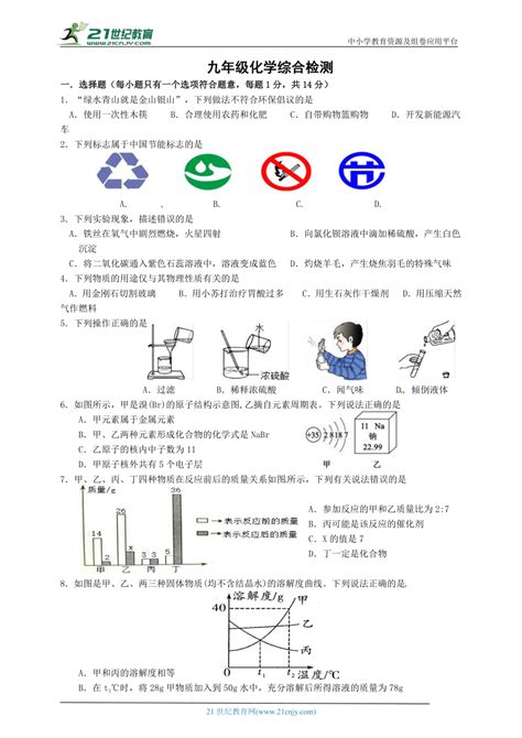 人教版九年级化学综合检测（含答案 Word版） 21世纪教育网