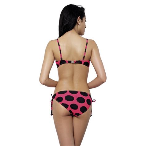 Dotted And Striped Pink Bikini
