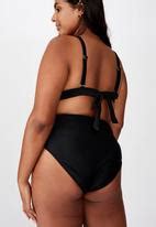 Curve High Waisted Full Bikini Bottom Black Rib Cotton On Swimwear