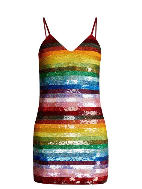 Ashish Rainbow Striped Sequin Embellished Silk Mini Dress Lyst Australia