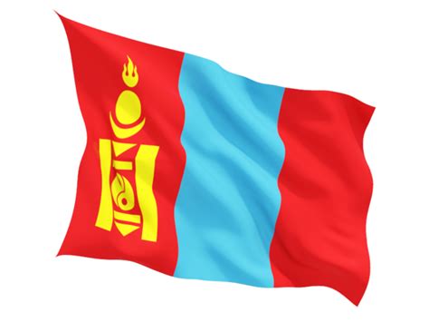 Fluttering flag. Illustration of flag of Mongolia