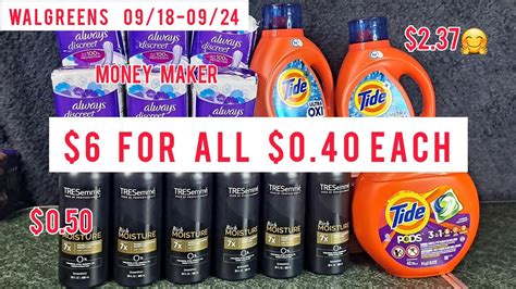 Walgreens Couponing 09 18 09 24 Money Maker Always 0 50 Tresemme