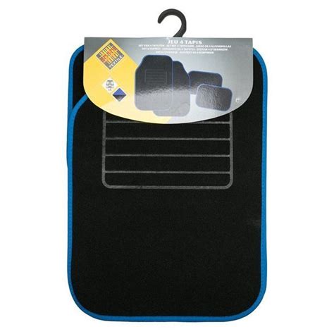 Promo Jeu Complet De Tapis De Voiture Universels Noirs Ganse Bleu