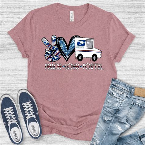 Post Office Shirt Mail Carrier Shirt Peace Love Postal Etsy