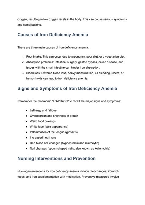 Solution Iron Deficiency Anemia Treatment Nursing Pathophysiology