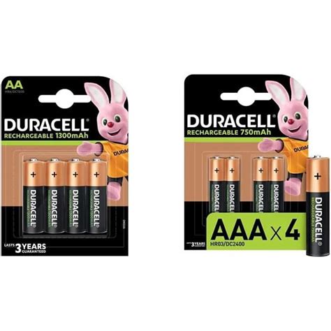 Duracell HR6 DC1500 Pack De 4 Piles AA 1300 MAh Piles Rechargeables