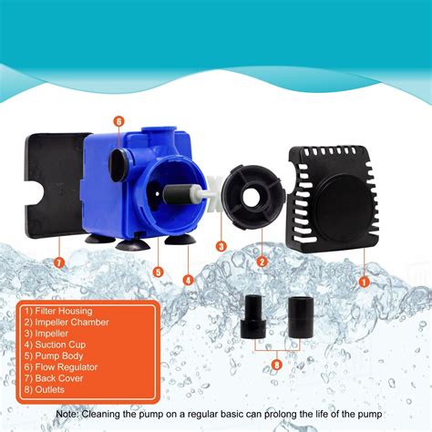 Aquarium Gph Ultra Quiet Water Pump Fishtank Adjustable Submersible