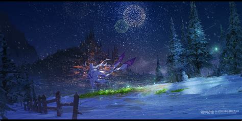 Emilia Pack Snowfall Night Fireworks Re Zero Hd Wallpaper By Swd E