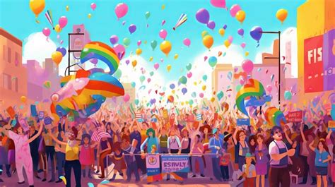 Premium Photo Parade Of Gays And Lesbians With A Rainbow Flag Lgbtq Pride Day Gay Pride Pride